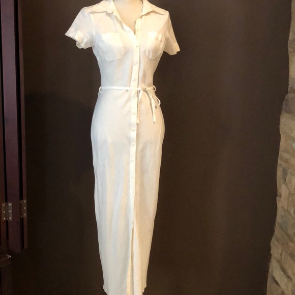 linen maxi shirt dress